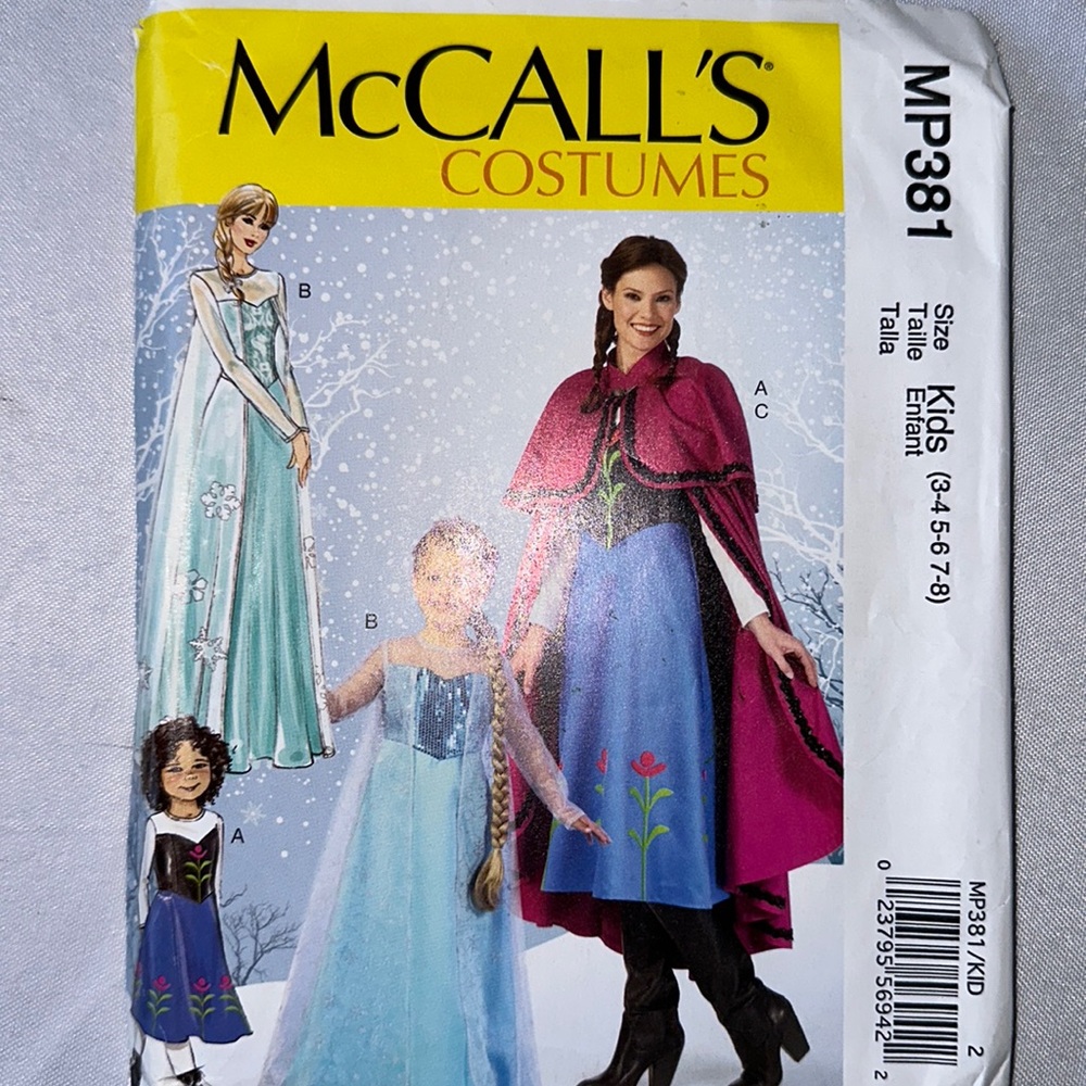McCalls costume pattern 3T-8 Frozen